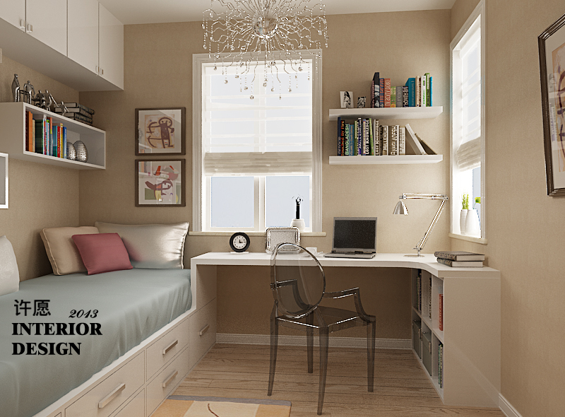 現(xiàn)代兒童房飄窗改書(shū)桌時(shí)尚裝修設(shè)計(jì)效果圖